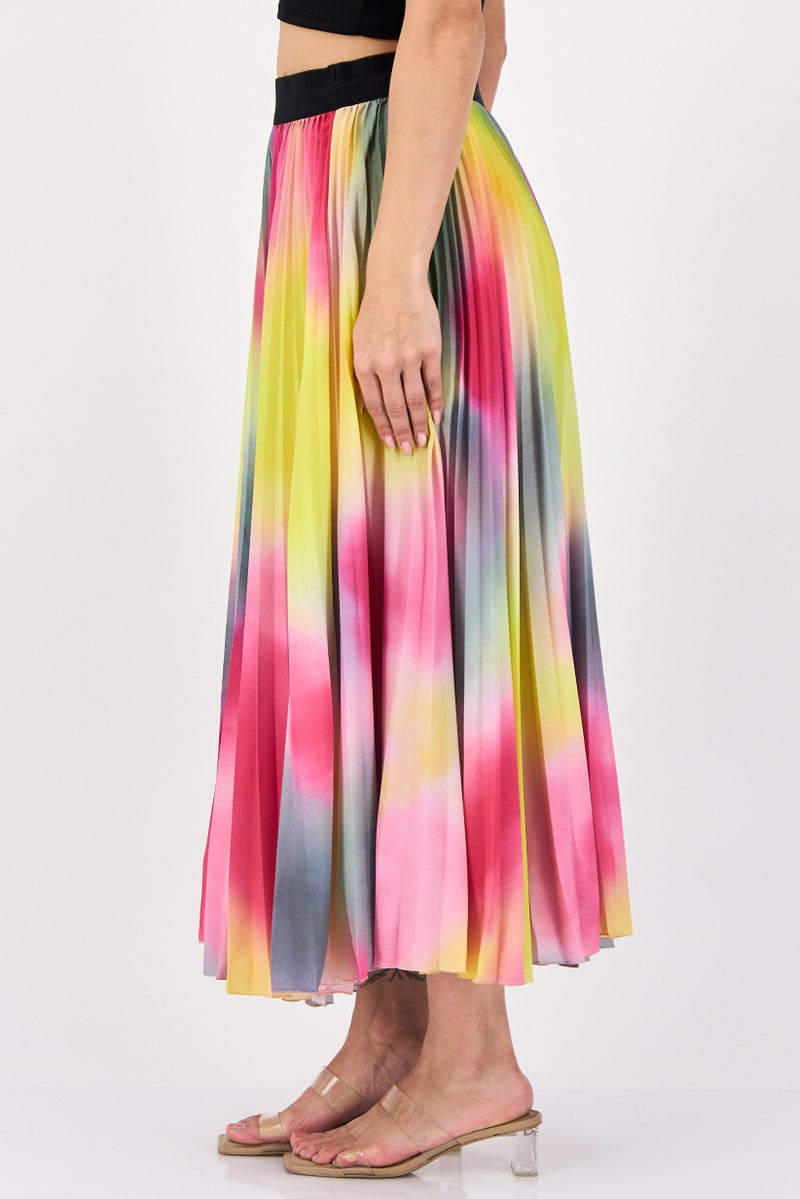 MSGM Women Pleated Pleated Skirt, Multicolor - Image 3